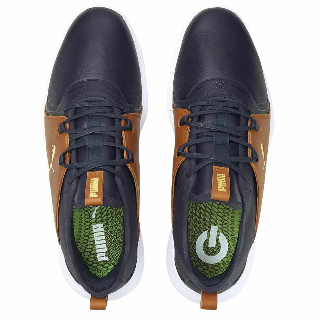 Puma Ignite Fasten8 Crafted Golf Shoes Navy Blazer/Gold/Leather Brown - Image 4